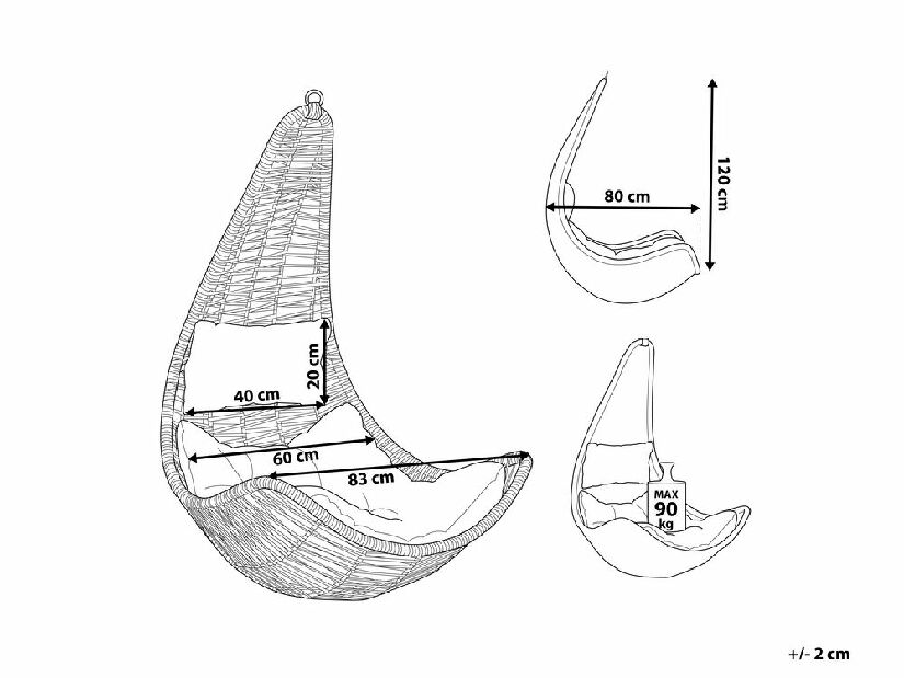 Závesné kreslo ATRIO II (polyratan) (béžová)