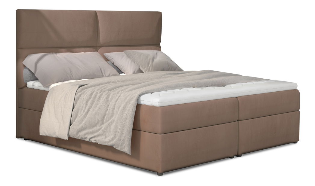 Pat matrimonial Boxspring 165 cm Alyce (maro) (cu saltele)