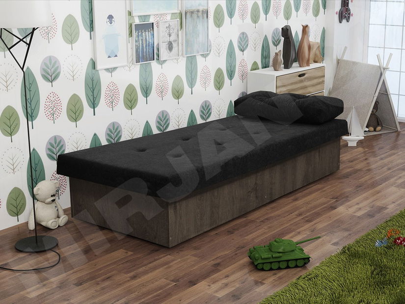Egyszemélyes ágy Niralitha (sötét kőris) (suedine 24) (tárolóhellyel)