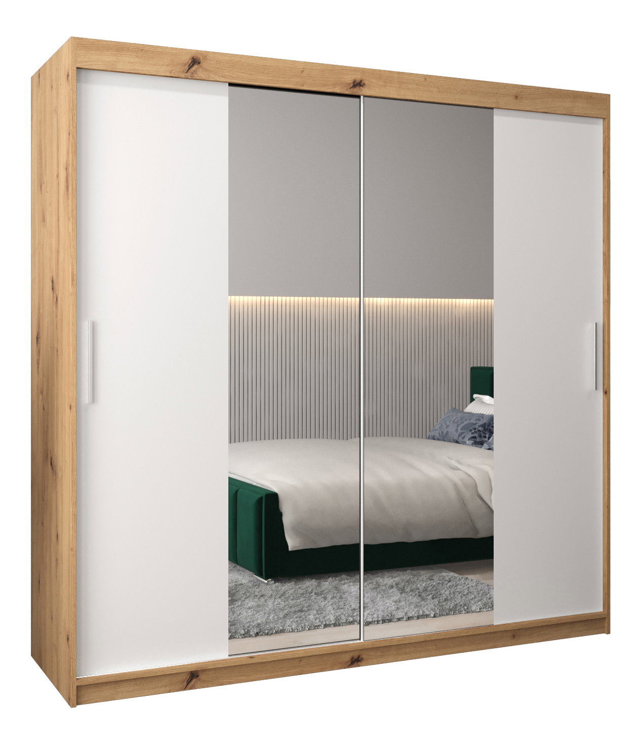 Ruhásszekrény 200 cm Toki 1 (artisan tölgy + matt fehér)