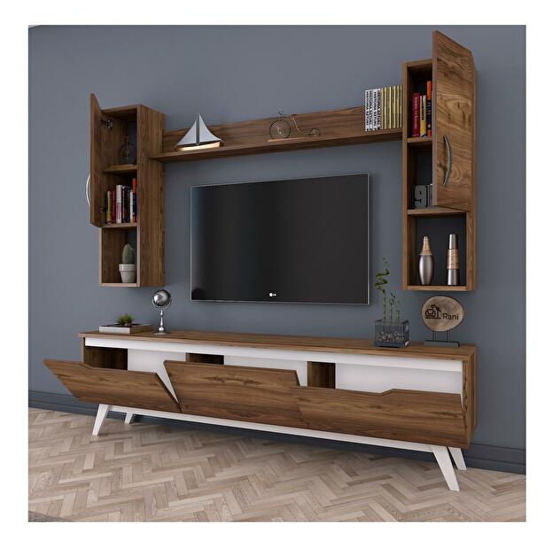 Mobilier living Mitevu 3 (alb + Nuc) 