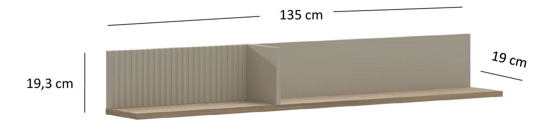 Raft de perete Demandaron (taupe + stejar silverjack) 