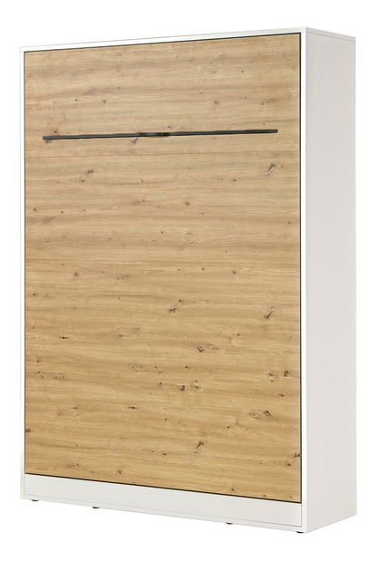 Sklápacia posteľ 140 Perfecto I (biela + dub + čierna) (vertikálna) (bez osvetlenia)