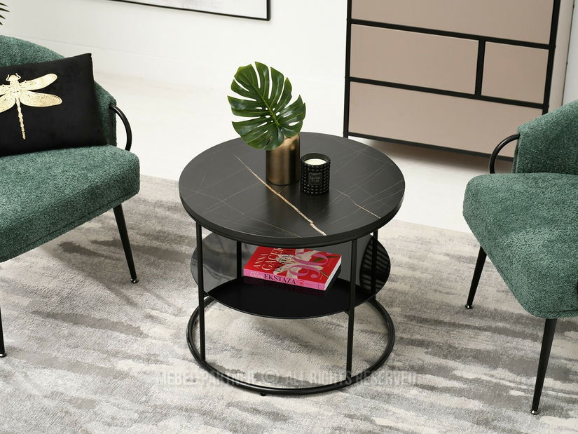 Stolić za kavu Ringo (crni mramor + crna)