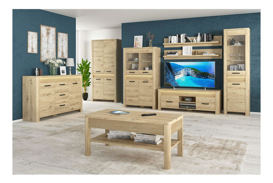Mobilier living Mindi 1 (stejar artisan) (cu iluminat)