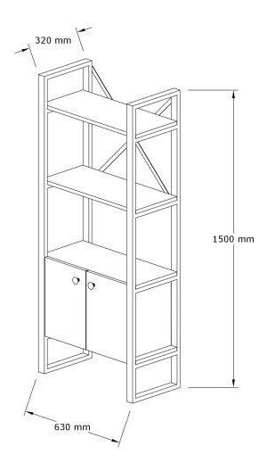 Regal Mupeli 1 (hrast safir + crna) 