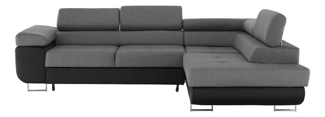 Rohová sedacia súprava Geller (P) (čierna + sivá)