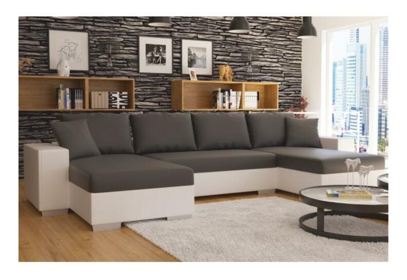 Rohová sedačka U Estevot (biela + sivá) (P)