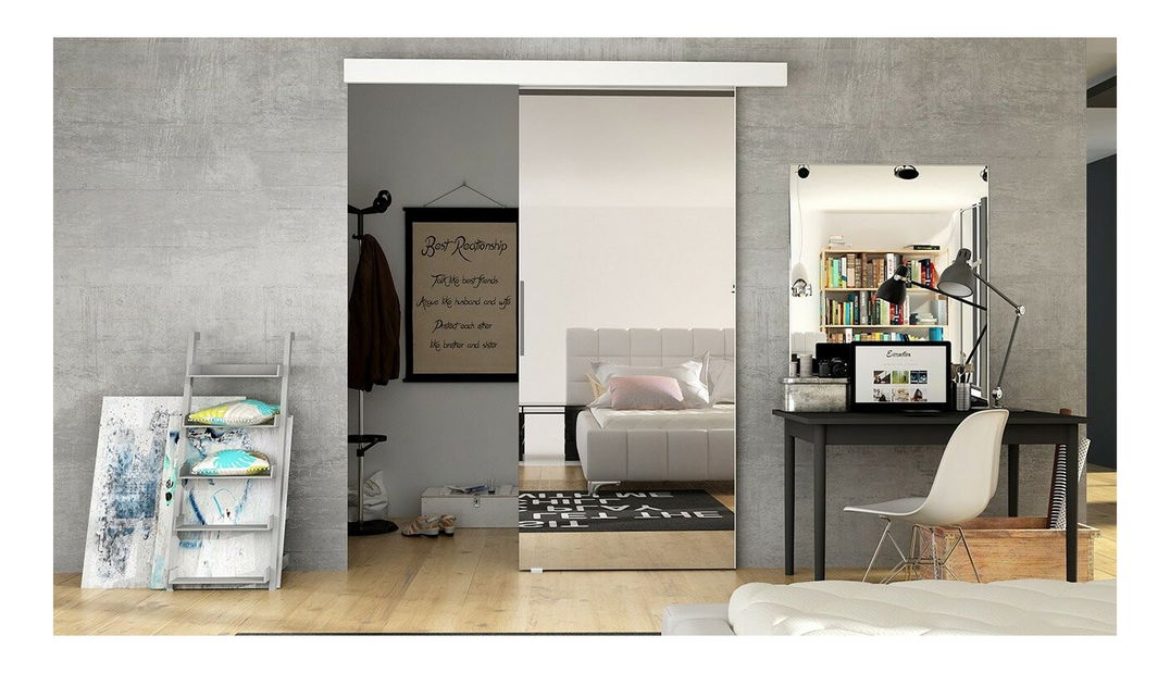 Uși culisante Clayton 80 II (Alb + oglindă)