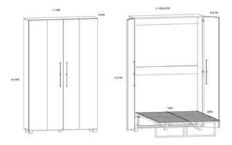 Lenyitható szekrényágy 120 Todd (szonoma tölgy) (vertikális)
