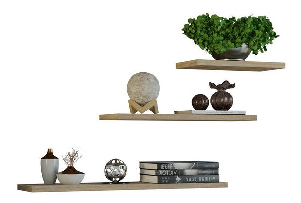 Set 3ks. nástenných políc Tachados 1 (dub sonoma)