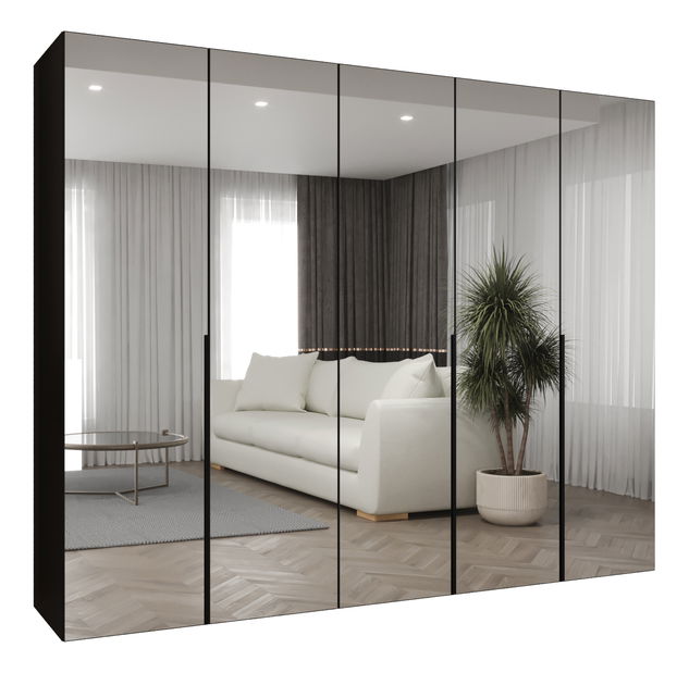 Šatníková skriňa 250 cm Alice 3 (čierna + čierna)