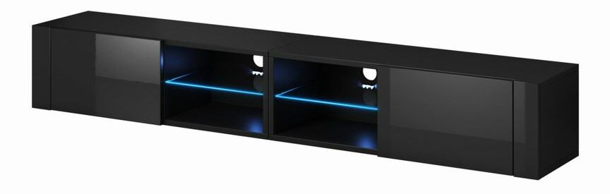 TV stolić/ormarić Brent dvostruki (crna + sjaj crni) 