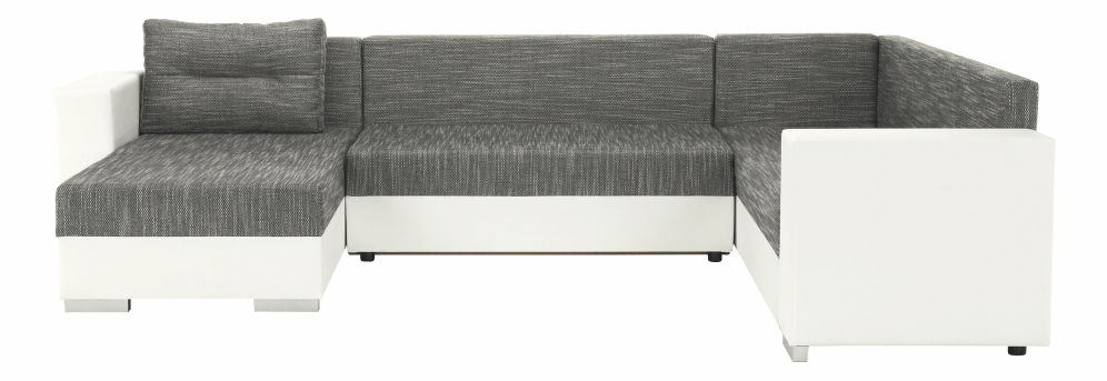 Rohová sedačka v tvare U Stalira (biela + sivohnedá)