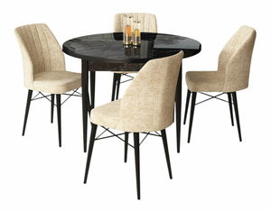 Jedálenský set Roxie (mramor čierny + krémová) (pre 4 osoby)