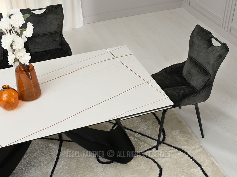 Jedálenský stôl Prego (biely mramor + čierna)