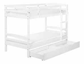 Poschodová posteľ 90 cm RESPOND (biela) (s roštom a úl. priestorom)