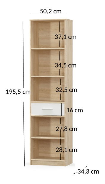 Raft Terrell (Stejar sonoma + alb)
