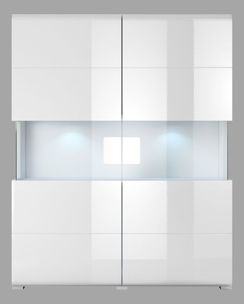 Vitrína Tamie DW42 (biela + lesk biely)