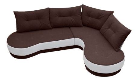 Kutna garnitura- Adam (tamnosmeđa + bijela) (D)