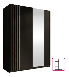 Dulap de haine Bogota 1 (negru + stejar artisan)