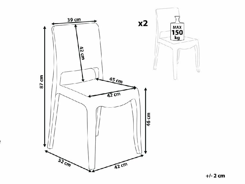 Set 2 ks jedálenských stoličiek Werdebra (priehľadná) 
