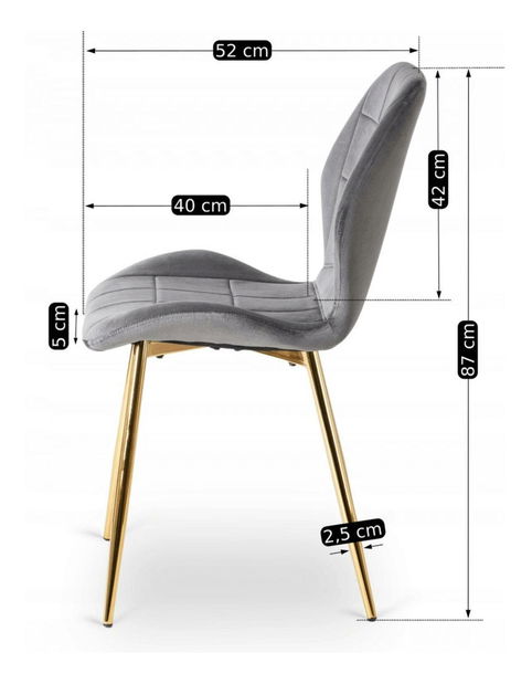 Set mobilier sufragerie Tengo (auriu + gri) (pentru 4 persoane)