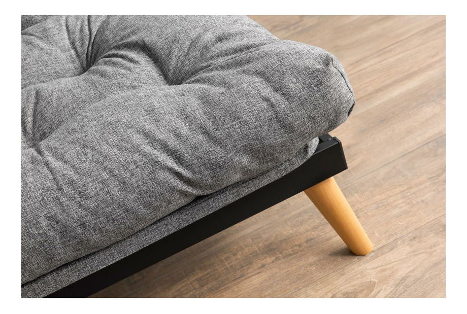 Sofa na razvlačenje Sakotta (svijetlosiva + drvo)