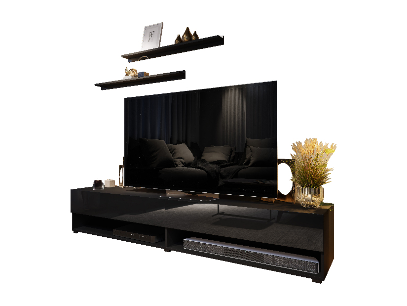 Mobilier living Berny 33 (negru + negru lucios)