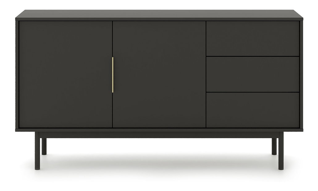 Komoda Vintana 2D3S (crna + zlatne ručke)