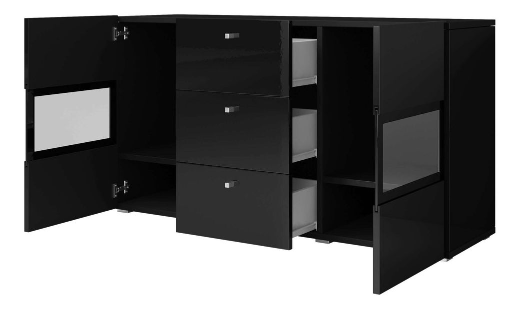 Vitrină Alease Typ 26 (negru + negru lucios) *vânzare