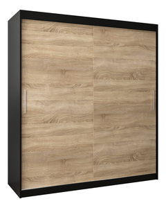 Dulap de haine 180 cm Toki (negru mat + stejar sonoma)
