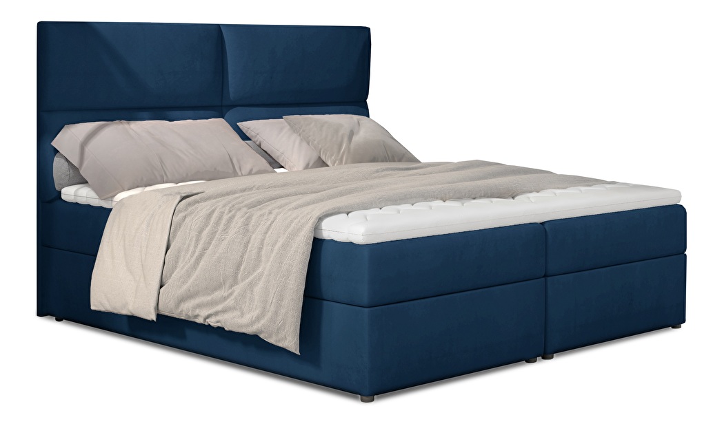 Bračni krevet Boxspring 145 cm Alyce (plava) (s madracima)