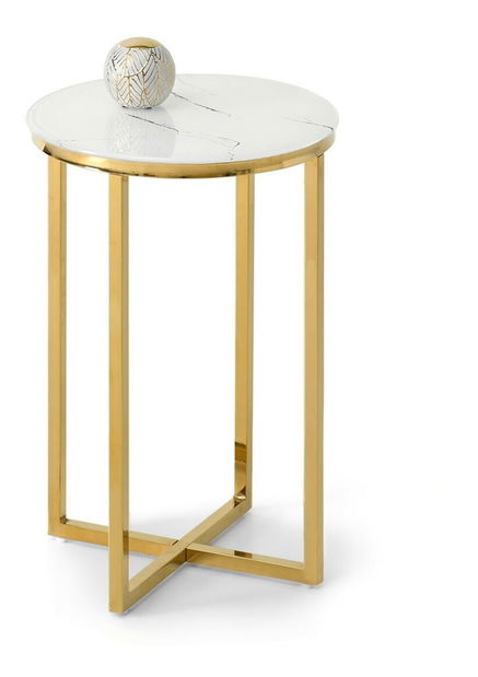 Dohányzóasztal Calvis (fehér márvány + arany)