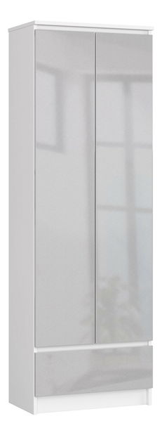 Ormar s policama Renzo (bijela + metalni sjaj)