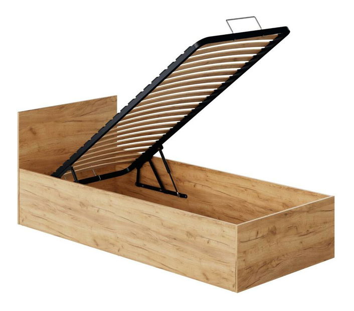 Jednostruki krevet (ležaj) 90 cm Discutibles (hrast craft zlatni) (sa podnicom) (sa prostorom za odlaganje)