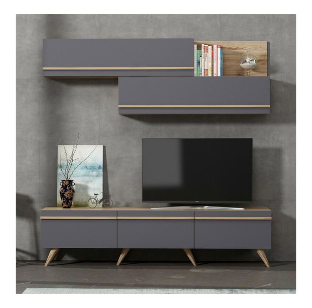 Set za dnevni boravak Amstel (antracit + orah)