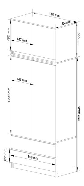 Dulap de haine Submarino (alb + grafit) (cu suprastructură)