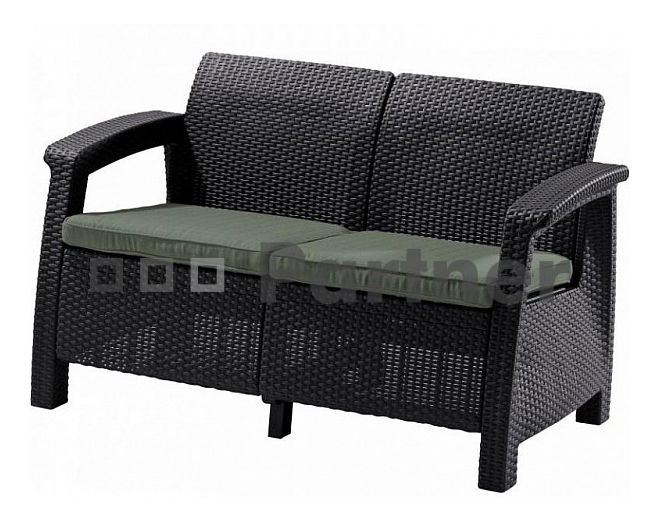 Záhradná lavička Corfu love seat (hnedá) (um. Ratan)