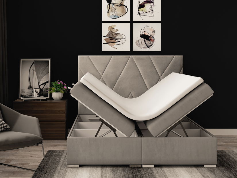 Bračni krevet Boxspring 160 cm Lanarra (bež) (s prostorom za odlaganje)