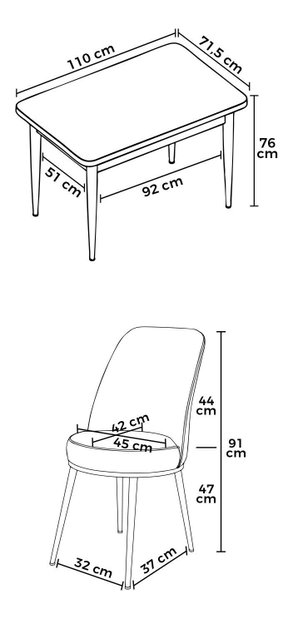 Set dining Nilla 1 (nuc baroc + bordó) (pentru 4 persoane)