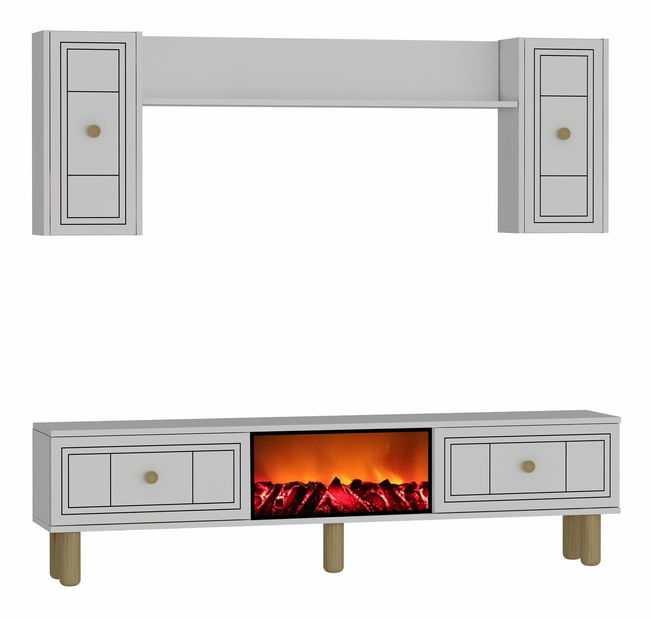 Obývacia stena s krbom Darino (biela)