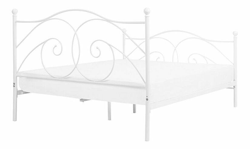 Manželská posteľ 160 cm DIROU (s roštom) (biela)