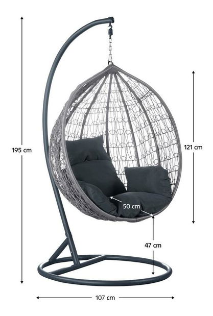 Függesztett fotel Necesarios (szürke) 