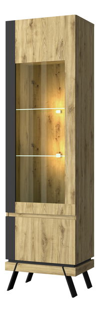 Vitrină Stacee (Stejar navarra + negru)
