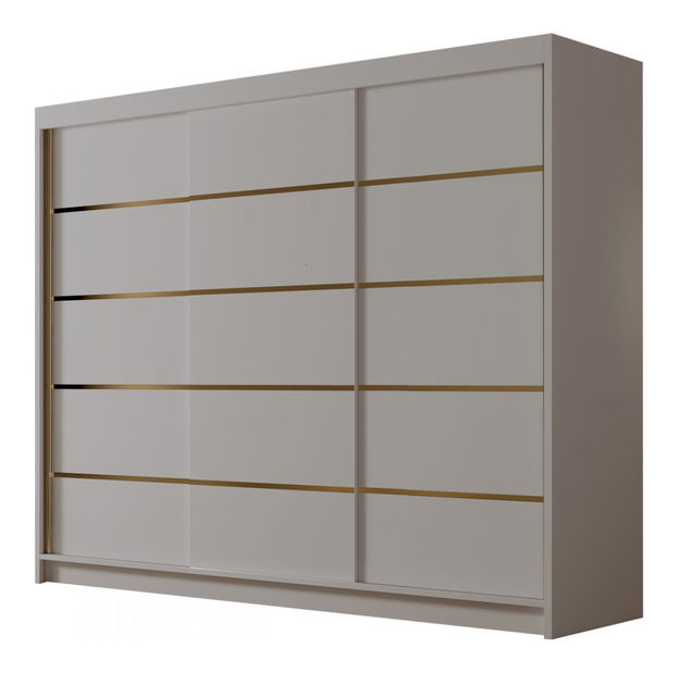 Dulap de haine cu uși culisante Fozzurt VII 250 (Negru + Alb + auriu) 