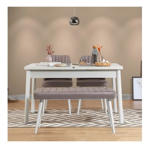 Set mobilier sufragerie Vlasta 4 (alb + gri) (pentru 4 persoane)