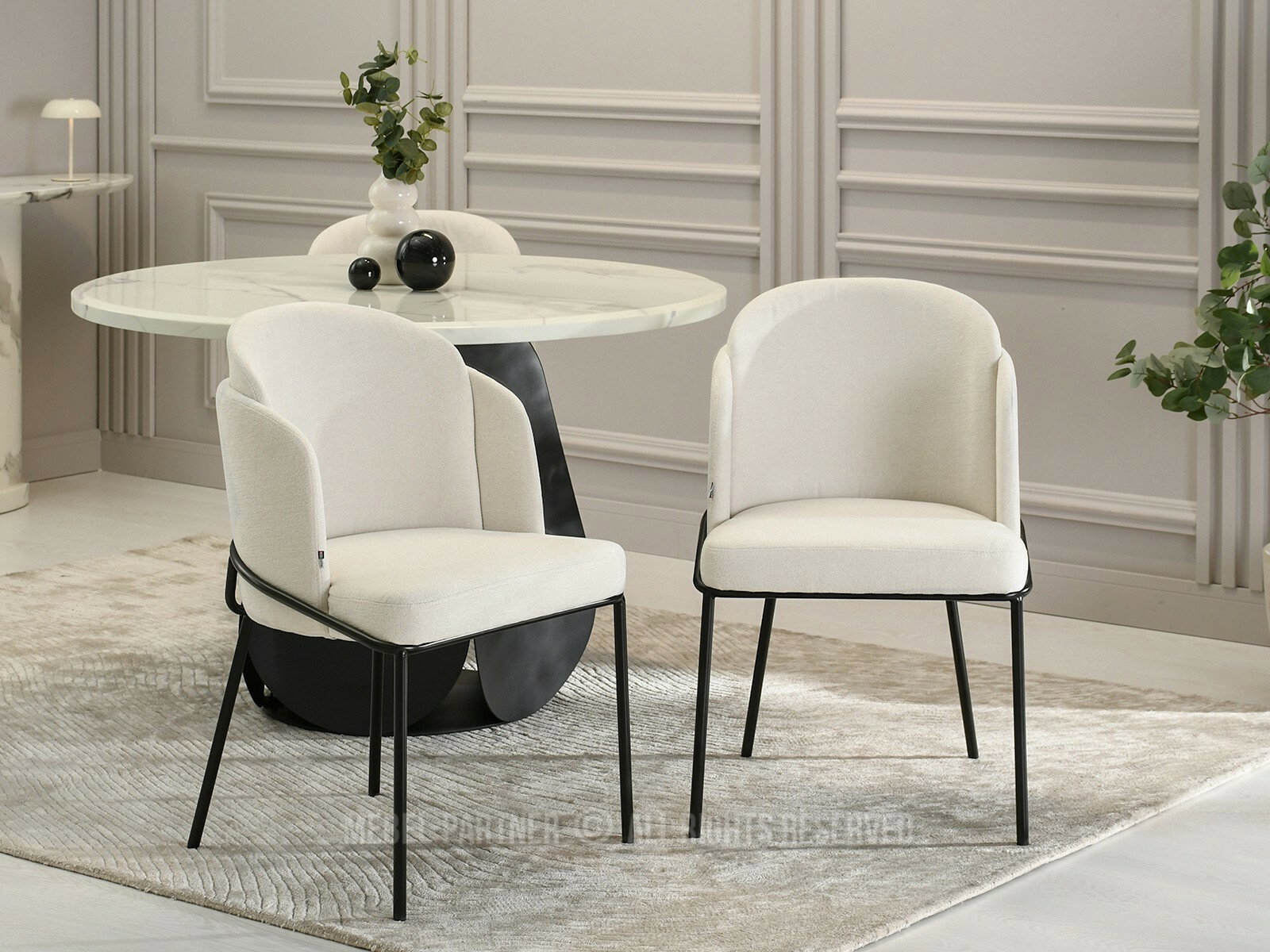 Scaun sufragerie Continuara (crem + negru)