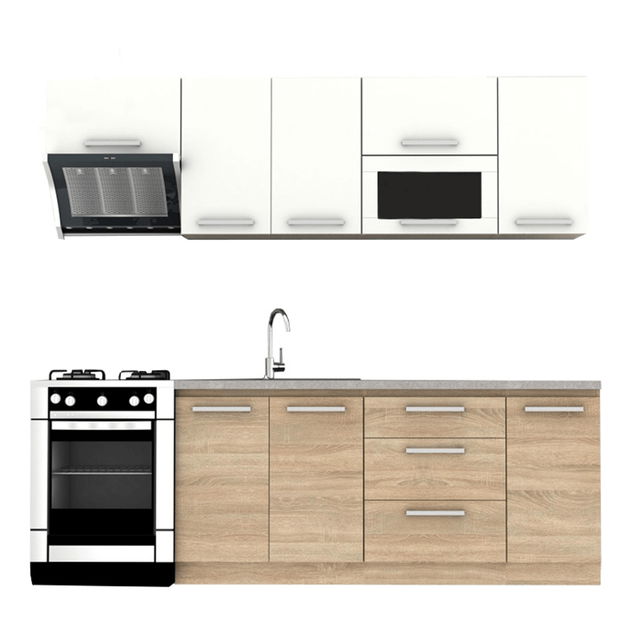 Bucătărie Noliana 240 cm (Stejar sonoma + Alb)