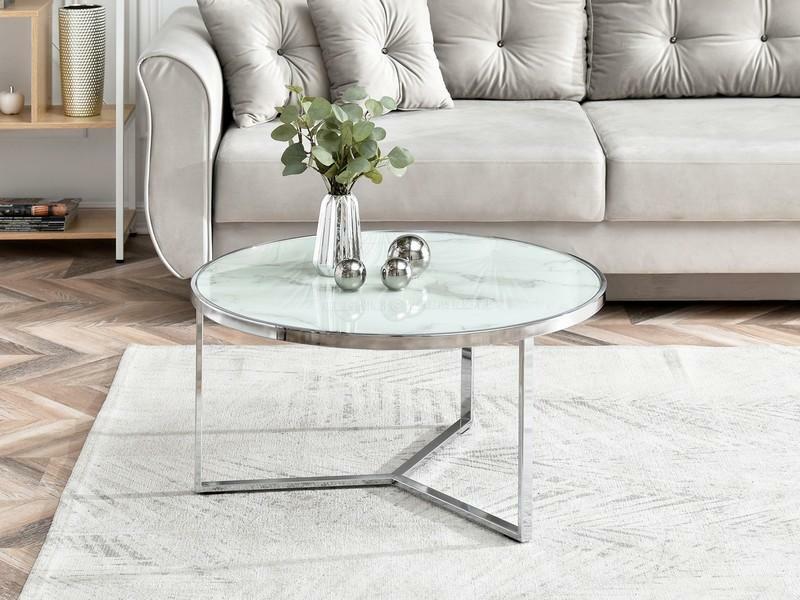 Măsuță de cafea Natol (alb + crom)